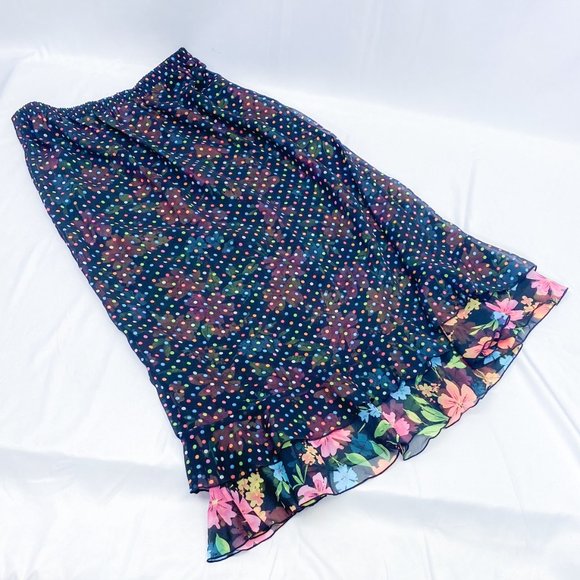 White Stag Reversible Skirt Spring Floral Polka-Dot Comfy Light Weight Womens - Picture 2 of 11